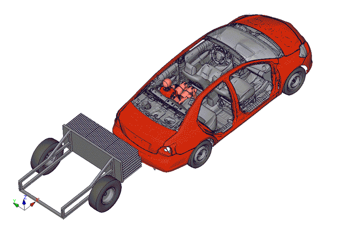 Rear end crash simulation